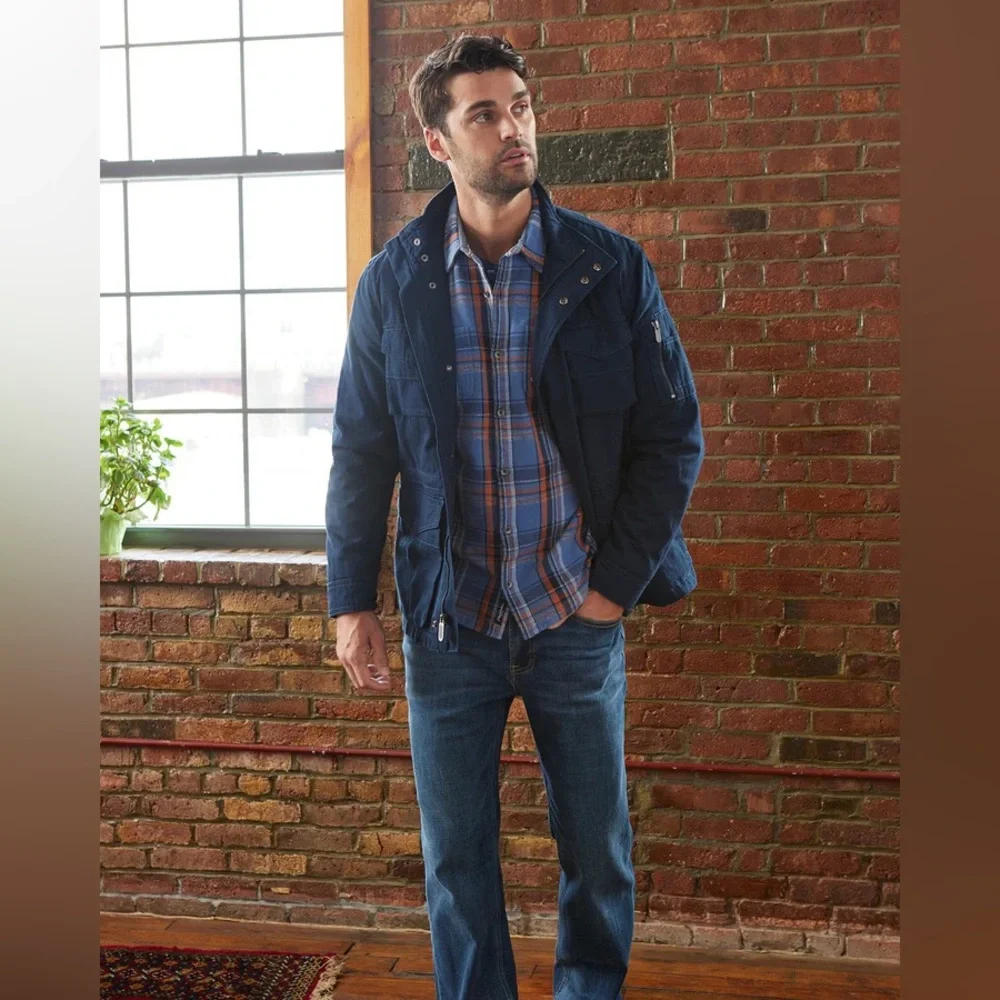 Tommy Hilfiger Warm Lined Utility Performance Coat Navy Blue Jacket Size Medium